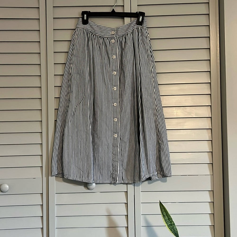 Madewell blue and white striped skirt